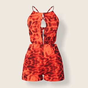 PLT Orange Animal Print Romper 6/8